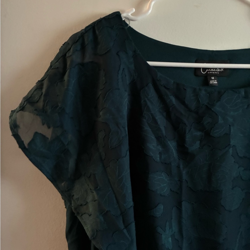 Connected Apparel forest green Floral Dress size 12 - Picture 2 of 5